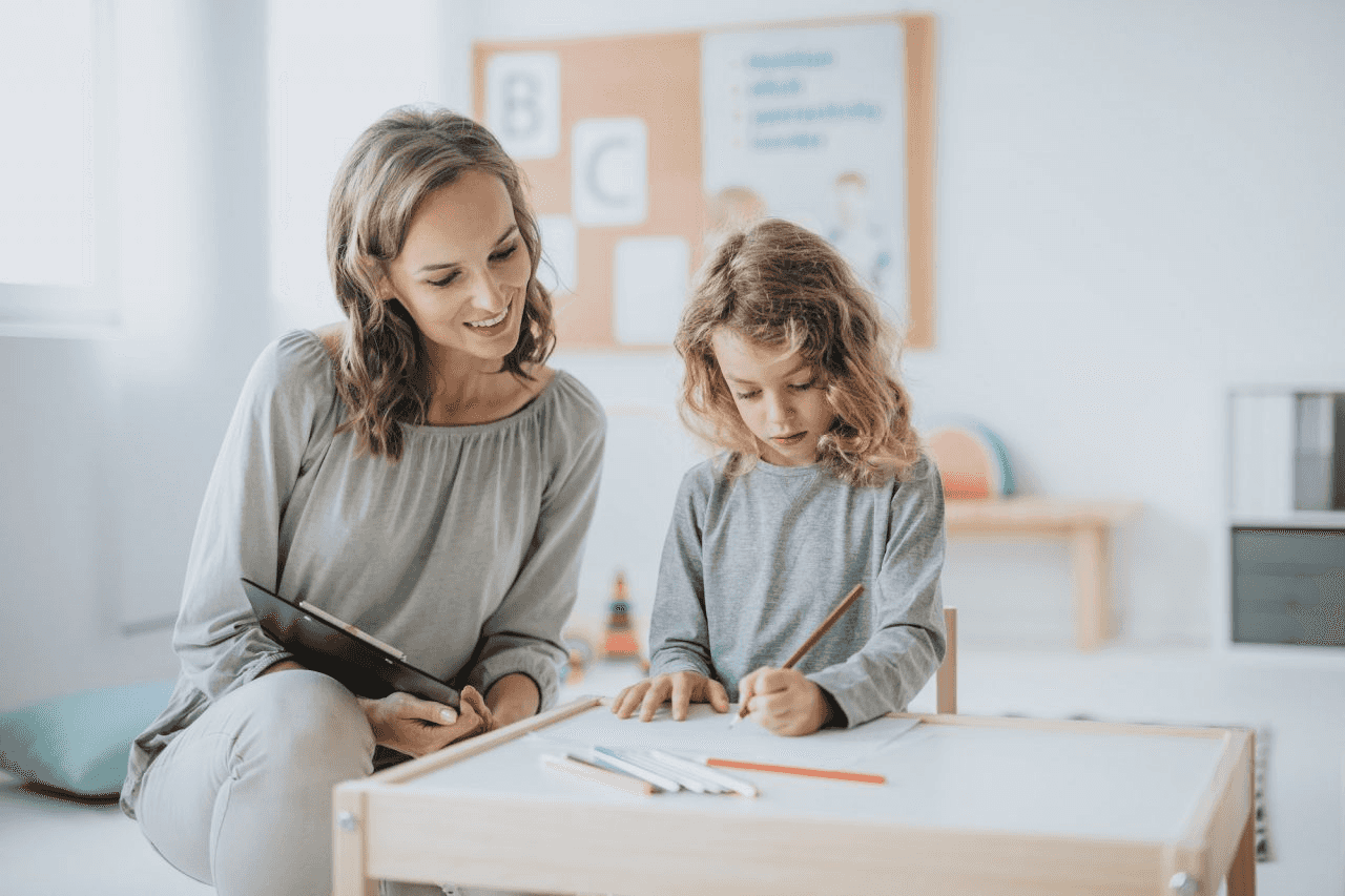 Therapist working with a child